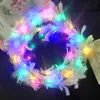 LED Feather Wreath Crown Headband Toy Light-Up Angel Halo Headband Luminous Headdress for Women Girls Wedding Christmas Glow Party