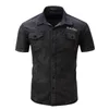 ブランドの男性のシャツ半袖デニムメンズカジュアルドレス男性ジーンS高品質100％コットン220324