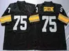 Wskt Men Retro Football 12 Terry Bradshaw 20 Rocky Bleier 32 Franco Harris 36 Jerome Bettis 58 Jack Lambert 75 Joe Greene Jersey Black