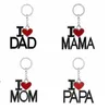 UPS English Letter Keychain I Love Papa Mama Mom Dad Metal Party Favor Key Ring Family Keychains for Father Mother'S Day Gift