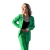 Bright Green Women Blazer Passar Street Style Power Slim Fit Evening Party Formell Outfit Bröllopskläder 2 stycken