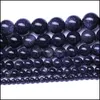 Stone Loose Beads Jewelry Nice Quality Natural Blue Sand Round 16" Per Strand 4 6 8 10 Mm Pick Size For Dyi Making Drop Delivery 2021 Ydks9