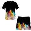 TRACKSUITS SPLASH TIE DYERING SUMMER PRINTED MÄNS T-shirt Shorts Set Sportswear Tracksuit O Neck Short Sleeve