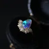 Cluster Rings Luxury Female Water Drop Opal Ring Classic Gold Color Thin Engagement Charm Crystal Crown Stone Wedding For WomenCluster Wynn2