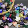 Charms Jewelry Findings Components Purple Red Stripe Agate Heart Pendants For Diy Earrings Necklace Making Dr Dhivs