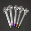 Glazen olie -brander pijpen pyrex dikke rooktube 4 inch lengte handgemaakte handgreep glazen nagel brandende bongs pijp groen roze gele blauwe kleuren voor rokers groothandel