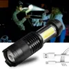 LED Flashlight Dahili Pil Zoomable XP-G Q5 Mini Meşale Lamba Dış Mekan Kamp Fener için Ayarlanabilir Penlight Su Geçirmez