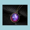 Collares pendientes Colgantes Joyería Nueva Neba Galaxy Collar de doble cara Universo Planeta Arte de vidrio Imagen hecha a mano Declaración Gota Entregar