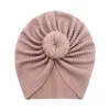 Baby Caps Solid Color Waffle Hat Big Bowknot Girls Donut Turban Knot Head Wraps Kids Bonnet Beanie Född Fotografi Props BA8054