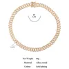 Подвесные ожерелья хип -хоп женщины 12 -миллиметровый цвет розового золота кубинская цепная колье с заклинанием.
