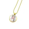 Heat Transfer Pendant Necklace Sublimation Blank Metal Round Necklace Fashion Jewelry Accessories Creative Gift BBB14742