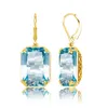 Dangle & Chandelier Real 100% 925 Silver Earrings Aquamarine 14K Gold Plated Drop For Women Fine Jewelry Wedding Gift HandmadeDangle