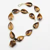 Pendentif Colliers GuaiGuai Bijoux Véritable Jaune Tiger Eye Plaqué Or Connecteur Collier Pierres Naturelles À La Main Pour LadyPendant