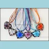 Naszyjniki wisiorek wisiorki biżuteria hurtowa 6pcs ręcznie robiony murano lampwork szklany mieszanka kolorowy kwiat serce dhiee