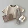 Baby Jungen Solide Nette Casual Langarm Top Baumwolle Infant Kleinkind Mädchen Plaid Mode Hose 2pc Set Kinder Pyjamas 220507