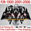 Yamaha FJR-1300 FJR 1300 için OEM gövdesi A CC FJR1300A 01-06 Moto Bodys.19 FJR1300 01 02 03 04 05 06 FJR-1300A 2001 2003 2004 2005 2006 Kapatma Kiti Açık Gümüş