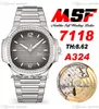 MSF 7118 A324 Orologio automatico da donna da donna Diamanti Lunetta quadrante grigio strutturato Bracciale in acciaio inossidabile Super Edition Orologi Puretime B2