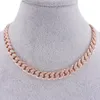 Chokers Hip Hop Chain Chain Link Women Crystal Colar 13mm de largura 16 polegadas Cheged Iced Out Bling Fashion Jewelry 1 Row Rose Rose Gold Rapper Ell