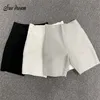 Najwyższej jakości celebrytka szara czarny biały elastyczne bandaż rayon krótkie spodnie mody bodycon szorty sportowe 210306
