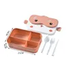 Ensembles de vaisselle École Enfants Bento Boîte À Lunch Rectangulaire En Plastique Étanche Dessin Animé Anime Portable Micro-ondes Conteneur Enfant BoîteDînerware