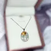 Lockets Per Jewelry Natural Real Citrine Oval Flower Style Necklace Pendant 2.5ct Gemstone 925 Sterling Silver Fine Q206212