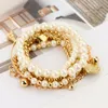 Charm Bracelets 6pcs/set Fashion Gold Color Beads Pearl Star Multilayer Beaded Set For Women Party Jewelry Gift 5483CharmCharm Inte22