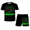 Summer Minecrft Boys and Girls T Shirts Shorts Suits Kids 2 Piece Sets Beach 220714