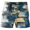Summer Swim Chinese brush painting 3d Surf Print Quick-drying Fashion Cool Sports Shorts Menclothing Drop Pants Teen 220624