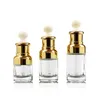 Droper Gold Cap Transparent Glass Pipette Bottle Refillable Compact för parfym Essence Essential Oil Reagent Aromaterapi Pipettes flaskor YF0074