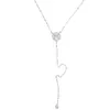 Mode Vrouwen 925 Sterling Zilver Grote CZ verharde Y Shape Ketting met Long Rose Goud Kleur Geplateerde Mode Link Chain Gift