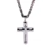 3 Färg Mäns Kors Halsband Stor 316L Rostfritt Ståltråd Christian Cross Pendant Byzantinsk kedja King 5mm 24 '' Tunga coola gåvor