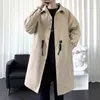 Men Trenchcoat Classic Single Breasted Long British Style Overcoat Outfit L220725