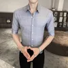 Männer Casual Hemden Britischen Stil Sommer Büro Für Männer Mode 2022 Halbe Hülse Plaid Slim Fit Business Formale Tragen Bluse männerMen's Eldd22