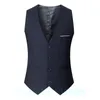 Мужские жилеты Черно -серый темно -синий для мужчин Slim Fit Suit мужской жилет gilet homme повседневная рукавов Формальная деловая куртка Phin22 Phin22