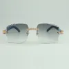 Óculos de sol buquê de diamantes 3524014 com pernas de madeira azul natural e lentes lapidadas de 58 mm7413698