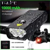 10000mAh Bike Light USB Rechargeable 5000 Lumens Phare de vélo 6T6 LED Super Bright Lampe de poche Feux avant et feu arrière arrière 220721