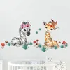 Acquerello Cartoon Africa Animali adesivi murali prateria per camera dei bambini Baby Nursery Room Decoration Adesivi giraffa elefante 220727