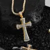 Naszyjniki wisiorek Hip Hop lodowany kubański łańcuch link mężczyzna Krzyż złoto kolor biżuterii damski