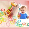 Baby Tether Rainbow Circle Molar Ring Grab Rings Infant Toys Lime Biting Toy Food Grad Safety Silicone Material Barn Seriella gåvor