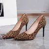Daim imprimé léopard pompes chaussures à talons hauts femmes talons aiguilles bout pointu fête dames chaussures habillées G220520