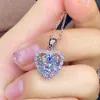 Lockets Heart Crystal Zircon Diamonds Gemstones Pendant Necklaces For Women Girl White Gold Silver Color Choker Chain Fashion Celebrity