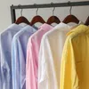 Wiosna Kobieta Różowy Przycisk Koszule Kobiety Casual Asymmetryczny Moda Żółty BluSas Długi Rękaw Office Office Bluzki Top 220407