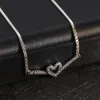 925 Sterling Silver Sparkling Wishbone Heart Collier Necklace Chain For Women Men Fit Pandora Style Necklaces Gift Jewelry 399273C01-45