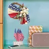 Fiori decorativi Ghirlande Ghirlanda Porta Patriottico Luglio Giorno 4 Fronte Bandiera Americana Indipendenza Appeso Per Red Blue Memorial WhiteDecor