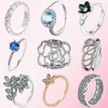 925 Sterling Silver Rings Butterfly Rose Rose Farmling Crown Ring Flower Heart Heart الأصلي Pandora Ring Jewelry Making DIY هدية