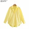 Zevity Women Simply Solid Colors Piersed Poplin Koszule Office Lady Długie Rękaw Slim Bluzka Roupas Chic Koszulki Topy LS9541 220407