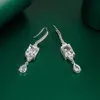 Dangle & Chandelier Imitation Emerald Crystal Long Earrings Vintage Ruby Water Drop Wedding Dinner Dress Stud EarringsDangle