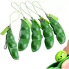 Fidget Soybean toy peanut pea Squeeze-a-Bean Keychain Finger Puzzles Focus Extrusion Pea pendant Stress Relief Children with autism need Decompression Toys gift