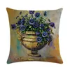 Cushion/Decorative Pillow Linen Blend Vintage Flower Vase Cover Car Waist Back Cushion Home Decorative Throw Pillowcase For Sofa