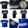 メキシコで作られたXFLSP Charros de Jalisco Baseball Jerseyメキシコステッチ100％ポリエステルソフトマテリアル - ブラックブルービンテージジャージ